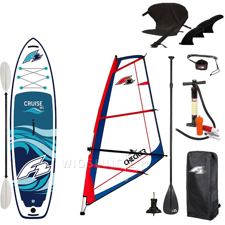 Zestaw windsurfingowy F2 WS CRUISE 11'5 WindSUP + pędnik F2 CHECKER RIG - pompowany paddleboard, windsurfing, kajak