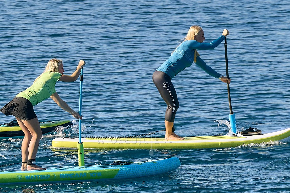 Zestaw damski 1 - żółty - lycra długi rękaw, legginsy trzy czwarte na deskę sup