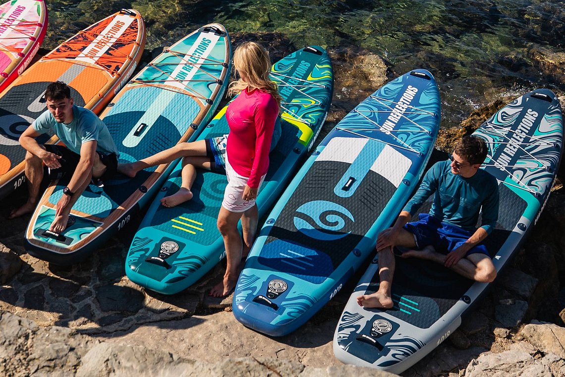 Outfit damski 2 – Żółty – deska SUP GLADIATOR PRO, lycra, COOL klapki