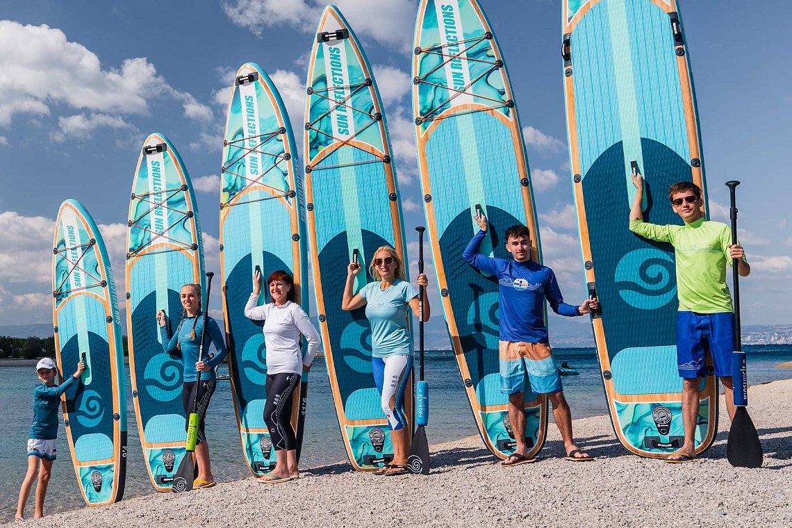 Outfit męski 4 – neonowy zielony – deska SUP GLADIATOR PRO, lycra, COOL klapki