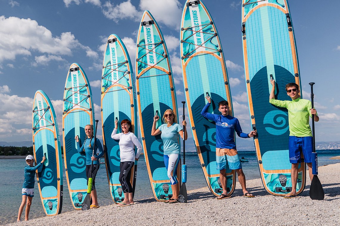 Outfit damski 12 – turkusowy – deska SUP GLADIATOR PRO, lycra, COOL klapki