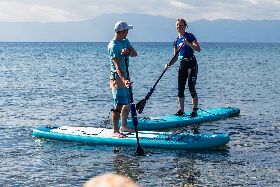 Outfit damski/męski 1 – turkusowy – deska SUP GLADIATOR PRO, lycra, COOL klapki