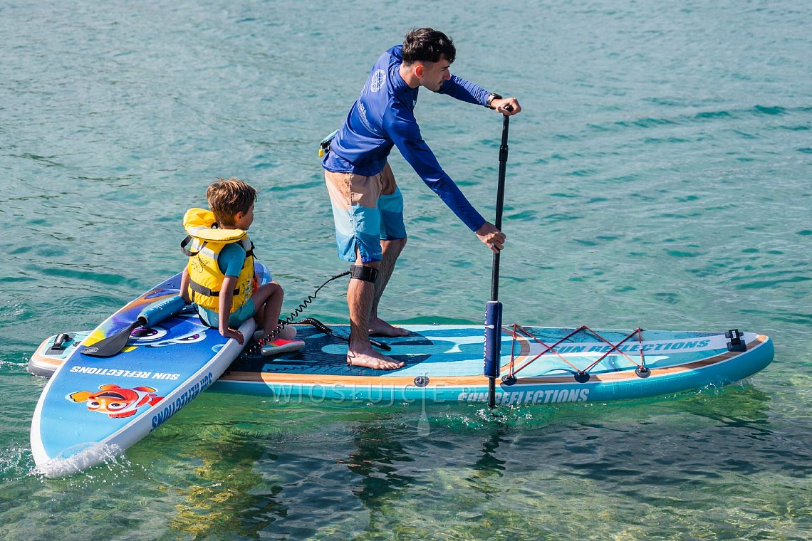 Outfit męski 6 – niebieski – deska SUP GLADIATOR PRO, lycra, COOL klapki