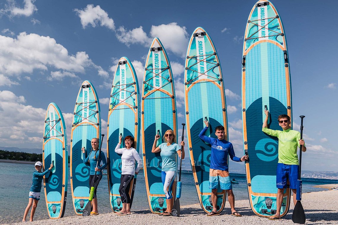 Outfit męski 6 – niebieski – deska SUP GLADIATOR PRO, lycra, COOL klapki