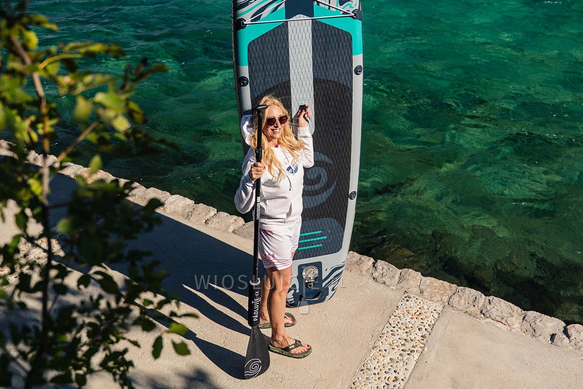 Outfit damski 5 – czarny – deska SUP GLADIATOR PRO, lycra, COOL klapki