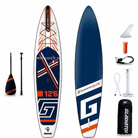 Deska SUP GLADIATOR ELITE 12'6 SPORT z wiosłem carbonowym - pompowany paddleboard S21 (592430)