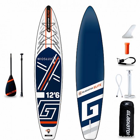 Deska SUP GLADIATOR ELITE 12'6T TOURING z wiosłem carbonowym - pompowany paddleboard S21 (592805)