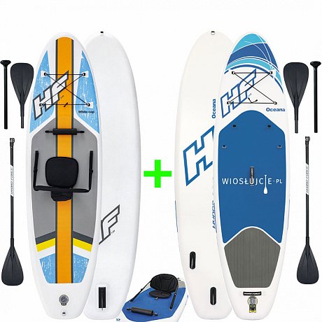 HYDRO FORCE Rodzinny zestaw pompowanych desek SUP OCEANA 19 COMBO + OCEANA 20 WHITE CAP COMBO