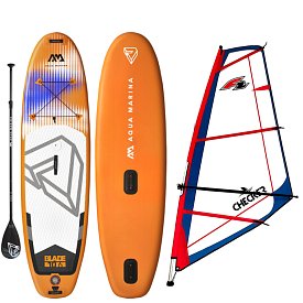 Zestaw WindSUP AQUA MARINA BLADE 10'6 + pędnik F2 CHECKER RIG - pompowany paddleboard i windsurfing