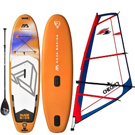 Zestaw WindSUP AQUA MARINA BLADE 10'6 + pędnik F2 CHECKER RIG - pompowany paddleboard i windsurfing