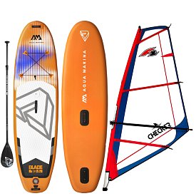 Zestaw WindSUP AQUA MARINA BLADE 10'6 + pędnik F2 CHECKER RIG - pompowany paddleboard i windsurfing