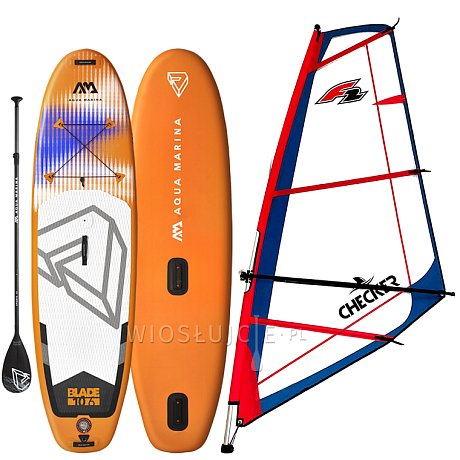 Zestaw WindSUP AQUA MARINA BLADE 10'6 + pędnik F2 CHECKER RIG - pompowany paddleboard i windsurfing