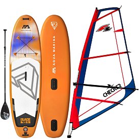 Zestaw WindSUP AQUA MARINA BLADE 10'6 + pędnik F2 CHECKER RIG - pompowany paddleboard i windsurfing