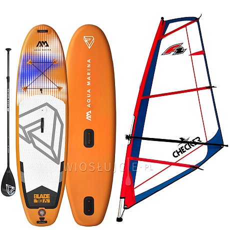 Zestaw WindSUP AQUA MARINA BLADE 10'6 + pędnik F2 CHECKER RIG - pompowany paddleboard i windsurfing