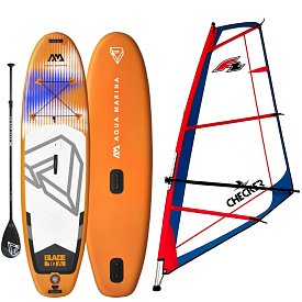 Zestaw WindSUP AQUA MARINA BLADE 10'6 + pędnik F2 CHECKER RIG - pompowany paddleboard i windsurfing