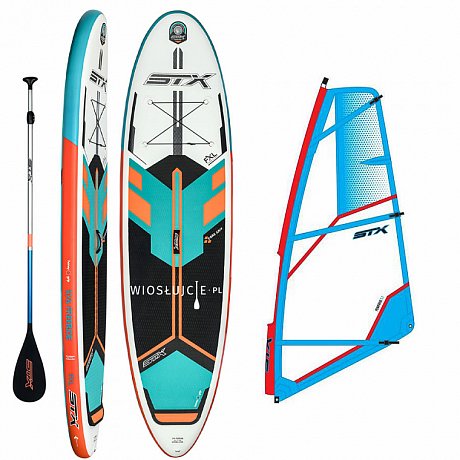 komplet windsurfingowy SUP STX WS Freeride 10'6 MINT/ ORG WindSUP + pędnik STX PowerKid - zestaw deska SUP z pędnikiem