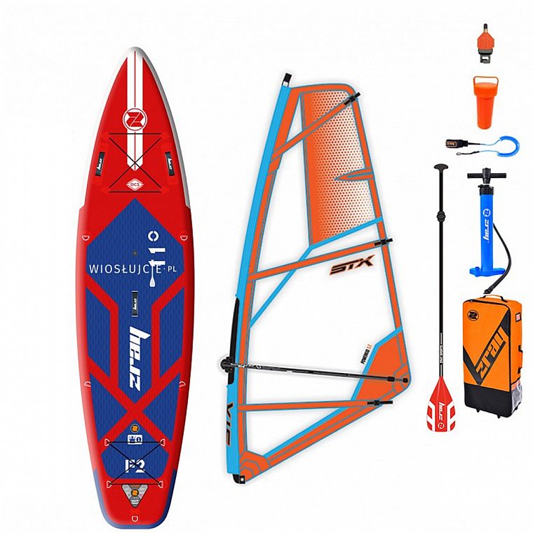 SUPER Zestaw WindSUP ZRAY F2 FURY PRO 11'0 + pędnik STX PowerKID + COMBO - pompowany paddleboard, windsurfing i kajak