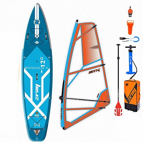Zestaw WindSUP ZRAY F4 FURY EPIC 12'0 + pędnik STX PowerKID - pompowany paddleboard, windsurfing