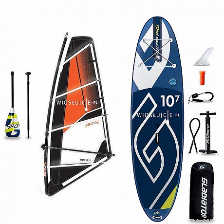 Komplet WindSUP GLADIATOR PRO 10'7 WS + pędnik STX PowerHD Dacron RIG - pompowany paddleboard