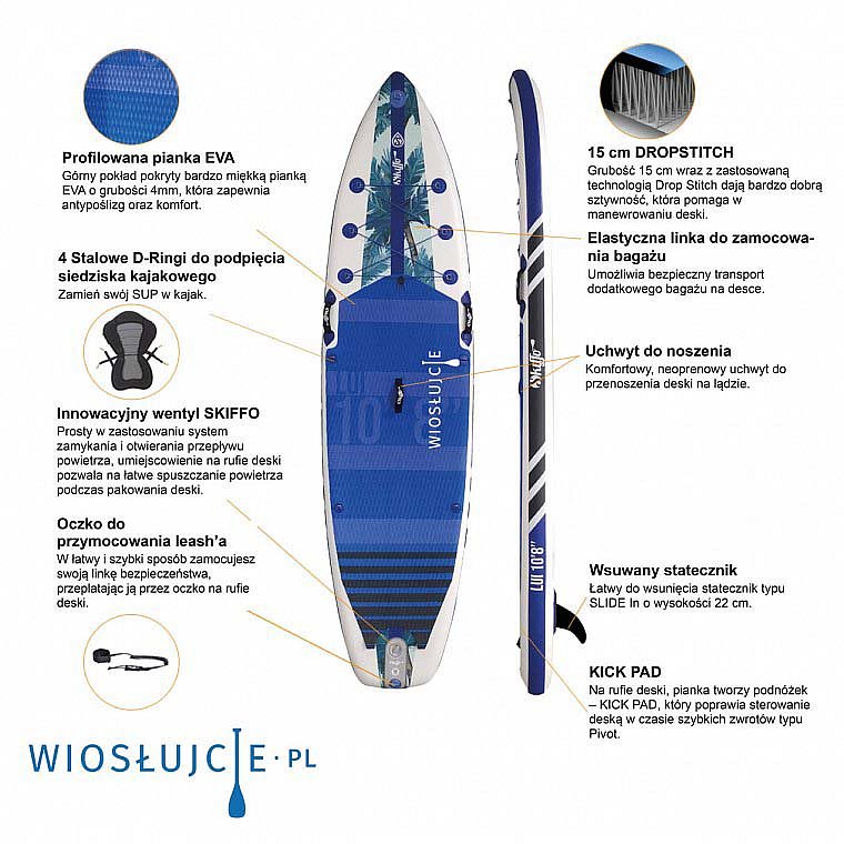 Deska SUP SKIFFO LUI 10’8 z wiosłem - pompowany paddleboard