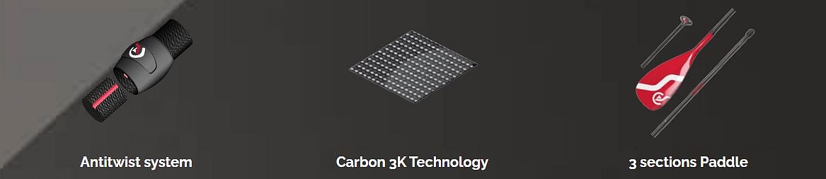 wiosło karbonowe SUP COASTO FULL CARBON 3D - 3-częściowe, regulowane wiosło do desek SUP