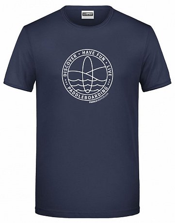 T-shirt bawełniany męski PADDLEBOARDING STAMP NAVY - organic cotton