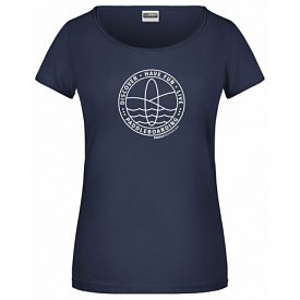 T-shirt bawełniany damski PADDLEBOARDING STAMP NAVY - organic cotton