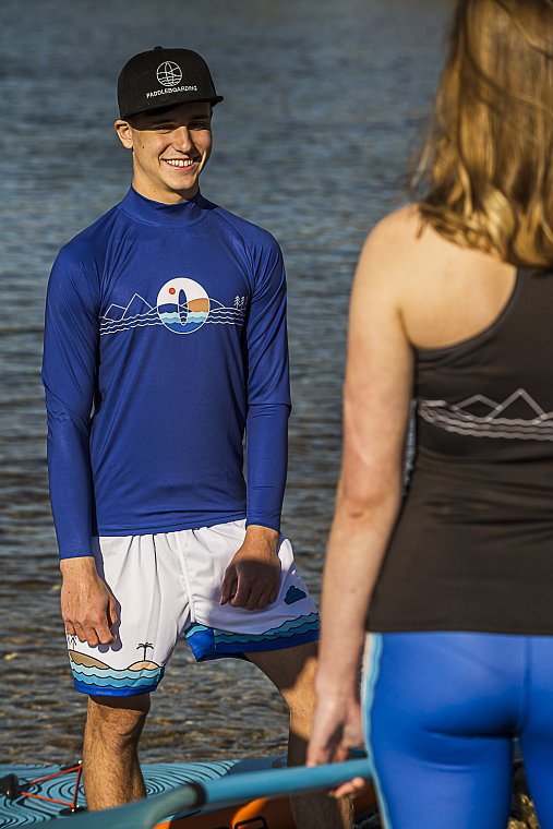 Tričko pánské PADDLEBOARDING BLUE lycra dlouhý rukáv