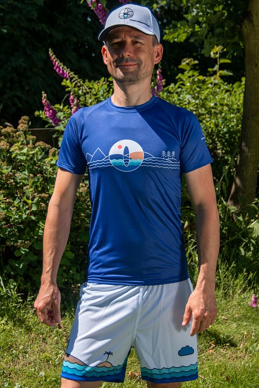 Tričko pánské PADDLEBOARDING BLUE lycra dlouhý rukáv