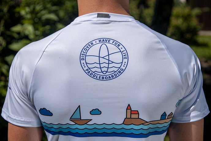 Koszulka męska lycra PADDLEBOARDING WHITE - krótki rękaw