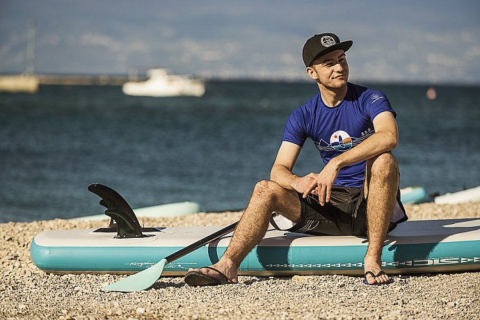 Koszulka męska lycra PADDLEBOARDING BLUE - krótki rękaw