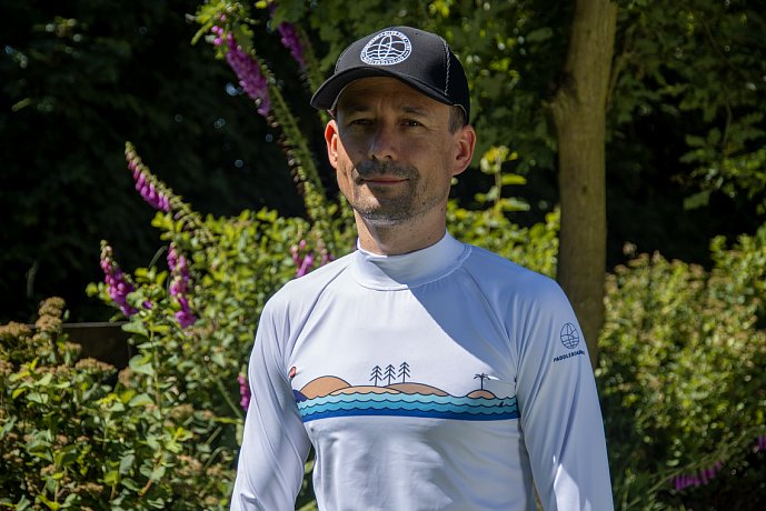 Koszulka męska lycra PADDLEBOARDING WHITE - długi rękaw