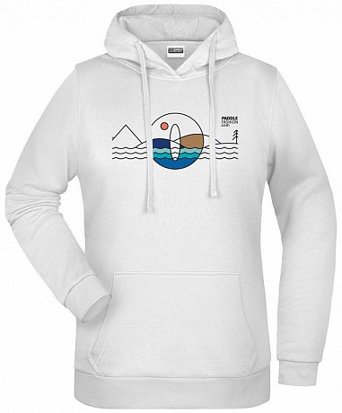 Bluza bawełniana damska PADDLEBOARDING WHITE - z kapturem