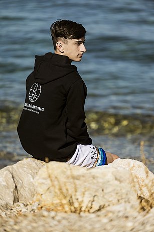 Bluza bawełniana męska PADDLEBOARDING BLACK - z kapturem