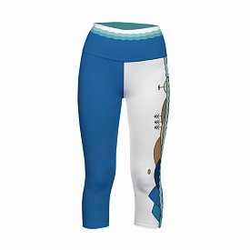 Legginsy damskie 3/4 PADDLEBOARDING WHITE/BLUE