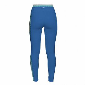 Legginsy sportowe damskie PADDLEBOARDING WHITE/BLUE - długie