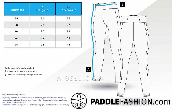 Legginsy sportowe damskie PADDLEBOARDING WHITE/BLUE - długie