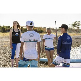 Czapka z daszkiem snapback PADDLEBOARDING biała ze złotym logo