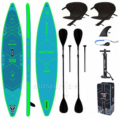 Deska SUP WATTSUP  Whale 14'6'' - dwuosobowy, rodzinny paddleboard z wiosłami