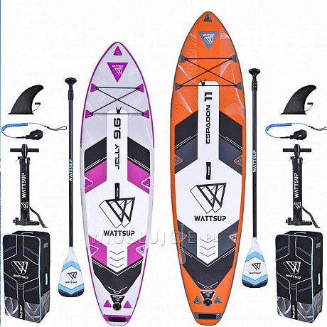 Zestaw SUP dla Dwojga WATTSUP JELLY 9,6 oraz WATTSUP ESPADON 11'0 - 2 pompowane deski SUP
