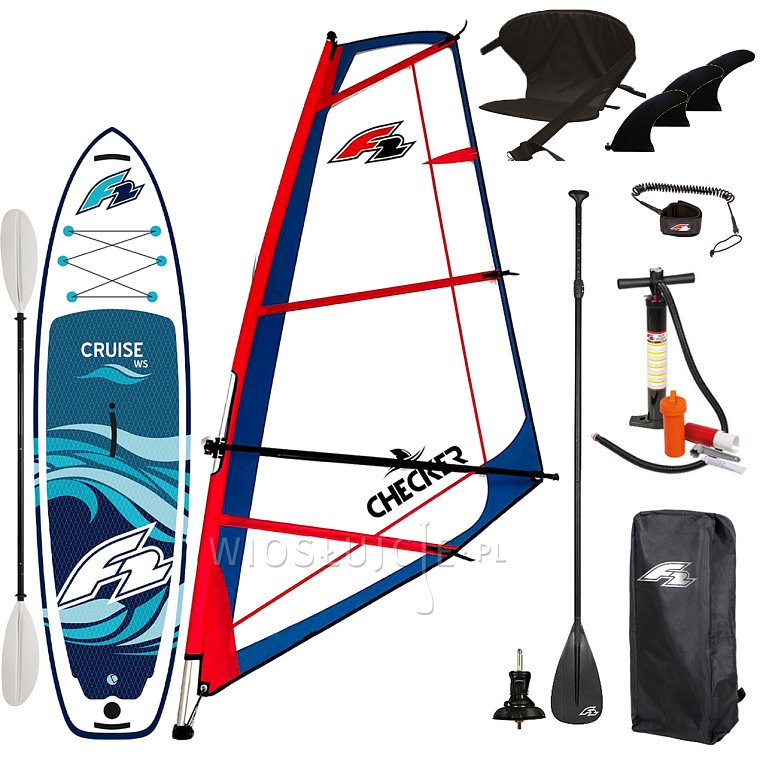 Zestaw windsurfingowy F2 WS CRUISE 10'5 WindSUP + pędnik F2 CHECKER RIG - pompowany paddleboard, windsurfing, kajak