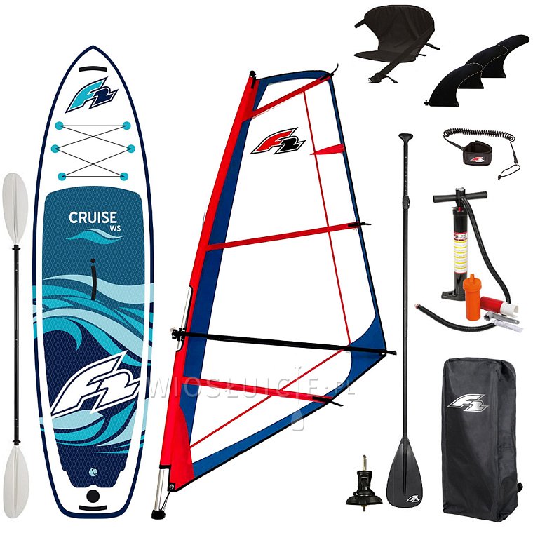 Zestaw windsurfingowy F2 WS CRUISE 11'5 WindSUP + pędnik F2 CHECKER RIG - pompowany paddleboard, windsurfing, kajak