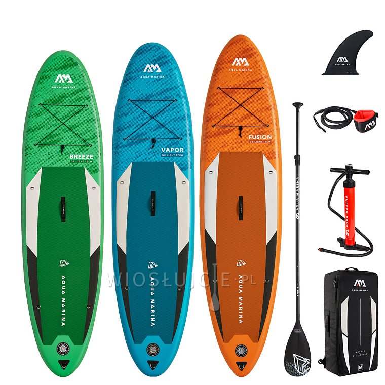 Zestaw SUP dla Dwojga Aquamarina BREEZE + VAPOR + FUSION - 3 pompowane deski SUP