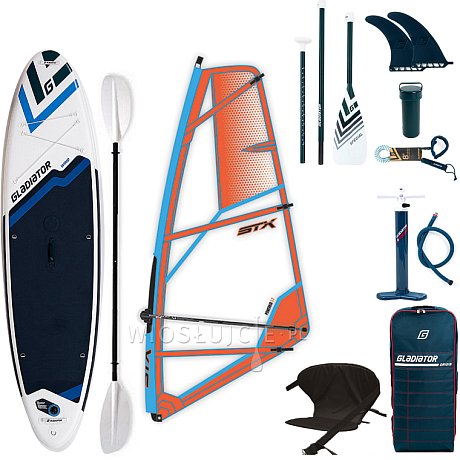 Komplet windsurfingowy COMBO GLADIATOR WindSUP 10'7 z pędnikiem STX - pompowany paddleboard, windsurfing, kajak (594342)