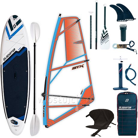 Komplet windsurfingowy COMBO GLADIATOR WindSUP 10'7 z pędnikiem STX - pompowany paddleboard, windsurfing, kajak (594342)