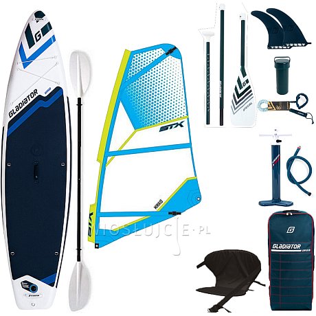 Komplet windsurfingowy COMBO GLADIATOR WindSUP 11'6 z pędnikiem STX - pompowany paddleboard, windsurfing, kajak (594861)