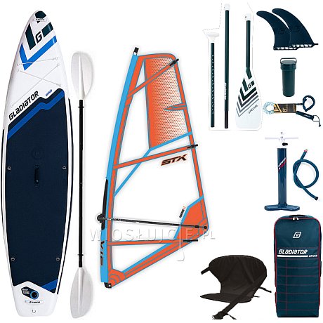 Komplet windsurfingowy COMBO GLADIATOR WindSUP 11'6 z pędnikiem STX - pompowany paddleboard, windsurfing, kajak (594861)