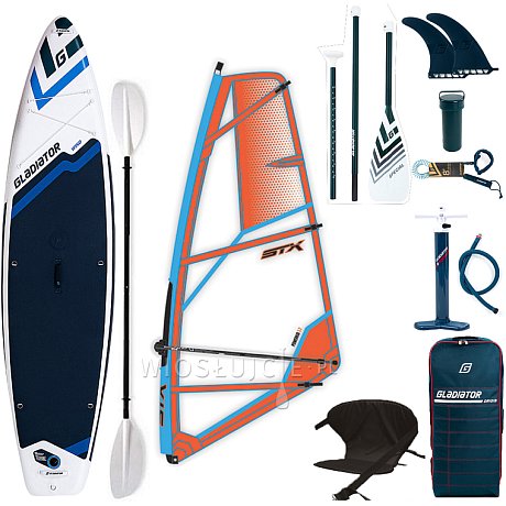 Komplet windsurfingowy COMBO GLADIATOR WindSUP 11'6 z pędnikiem STX - pompowany paddleboard, windsurfing, kajak (594861)