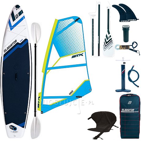 Komplet windsurfingowy COMBO GLADIATOR WindSUP 11'6 z pędnikiem STX - pompowany paddleboard, windsurfing, kajak (594861)