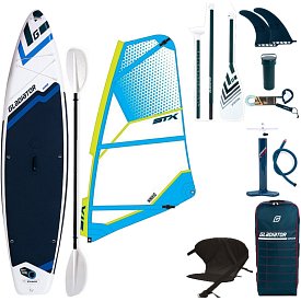 Komplet windsurfingowy COMBO GLADIATOR WindSUP 11'6 z pędnikiem STX - pompowany paddleboard, windsurfing, kajak (594861)